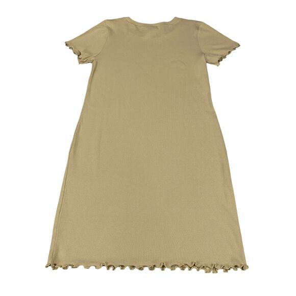 ABOUND Women's Mini Raincheck Dress Beige Cream Ribbed  Short Sleeve - Large - Picture 13 of 14